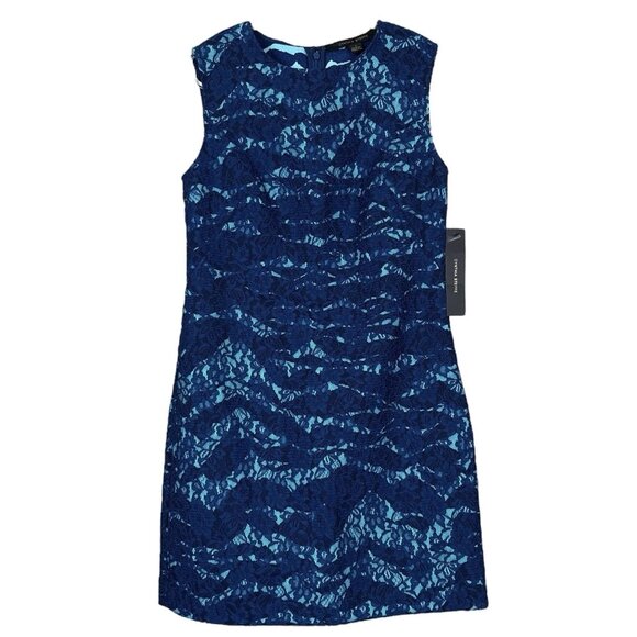 New Cynthia Steffe Lace Overlay Shift Cocktail Mini Dress Blue Aqua Size 0